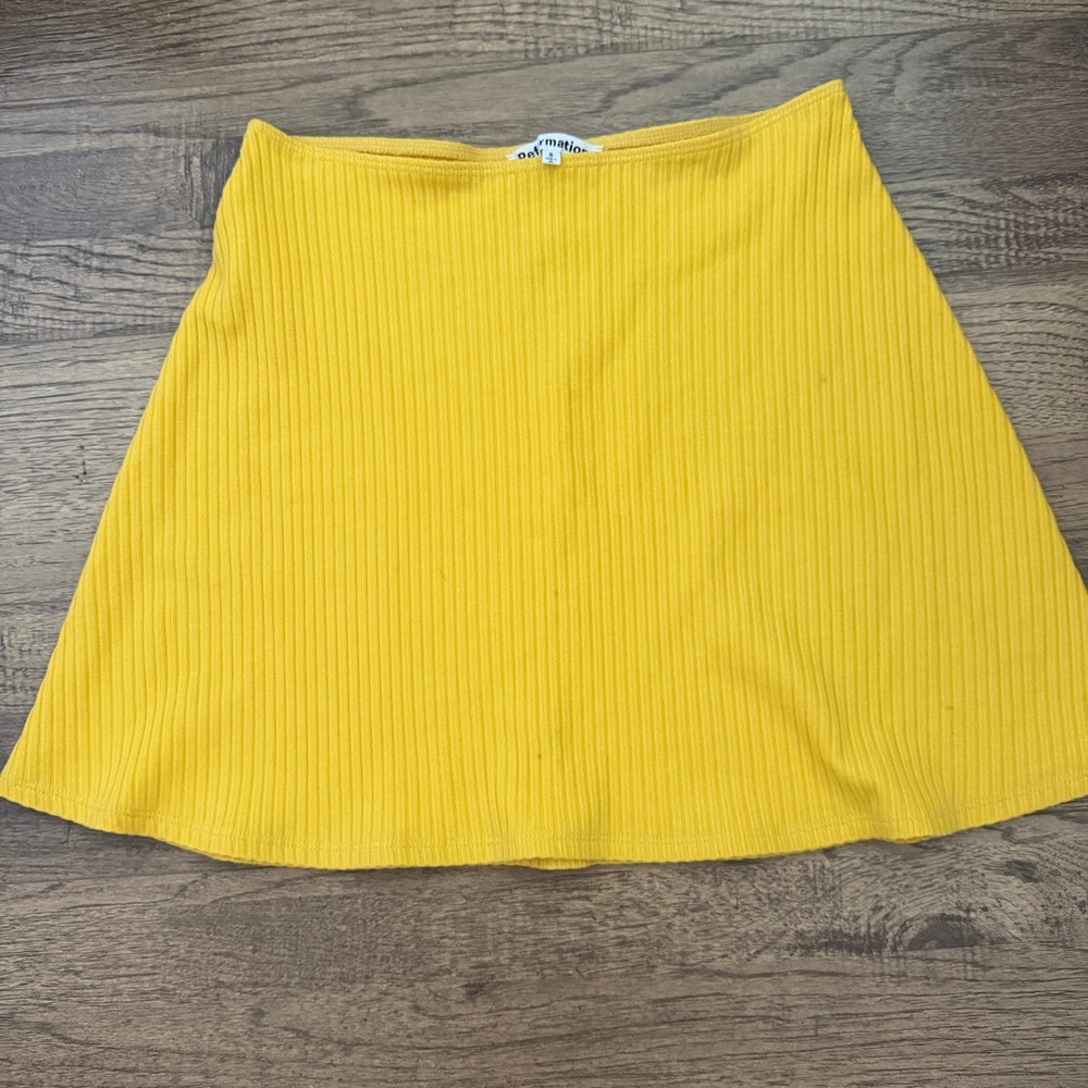 NWOT $88 Reformation Knit Ribbed Mini Skirt Mustard Yellow, S, Small - Picture 2 of 5